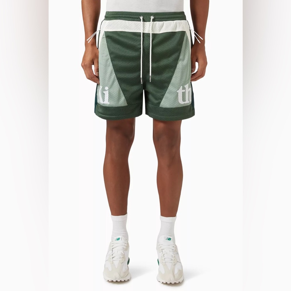 Kith Dark Green, Sage and Cream Colorblock Athletic Shorts